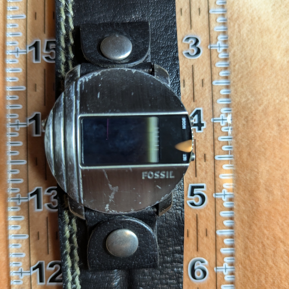 Fossil Black Leather Wearable Watch